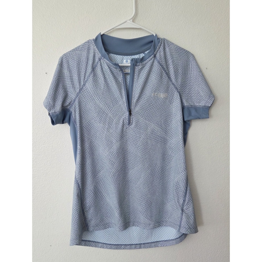 Columbia Montrail Womens Omni-Freeze Zero Short Sleeve 1/4 Zip Blue Outdoor Lg